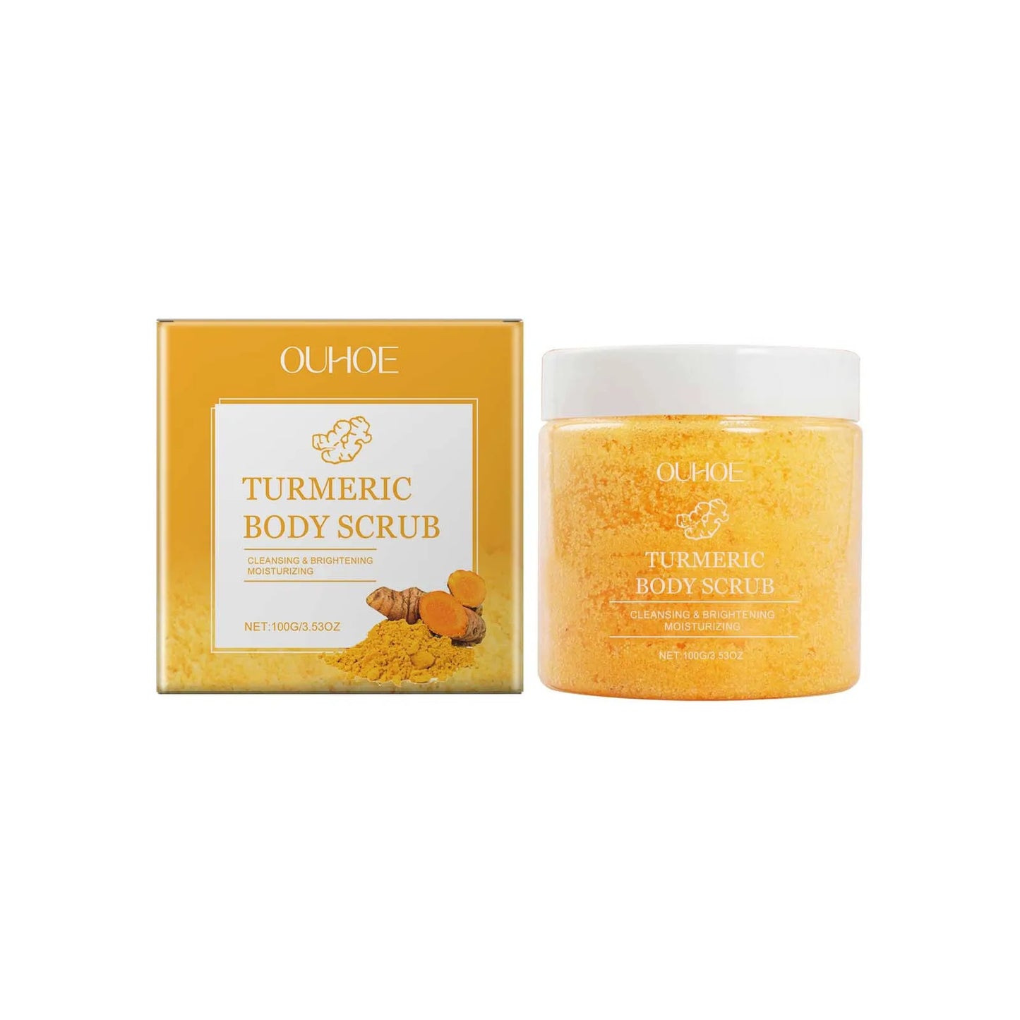 Exfoliante corporal de cúrcuma OUHOE, suero exfoliante suave de cúrcuma, hidratante, iluminador y suave, blanqueador y rejuvenecedor de la piel.