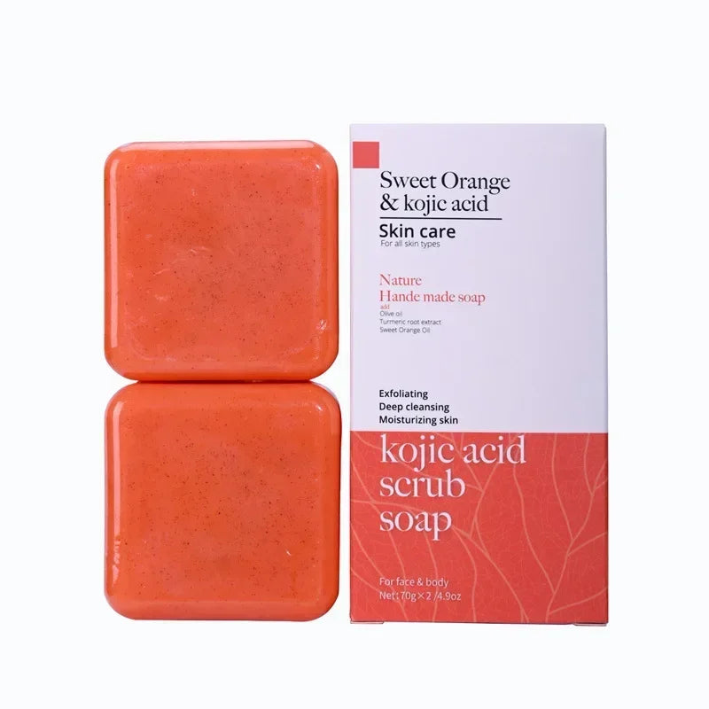 Jabón exfoliante de ácido kójico y naranja dulce (70 g/140 g), glutatión, leche de coco, cedro, iluminador, cúrcuma, barra para el cuidado de la piel