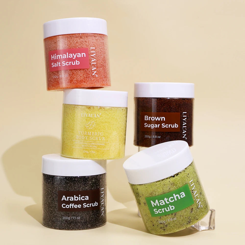 Exfoliante corporal con sal marina, suaviza la piel, rejuvenece, hidrata, cúrcuma, café, matcha, azúcar moreno y sal del Himalaya.