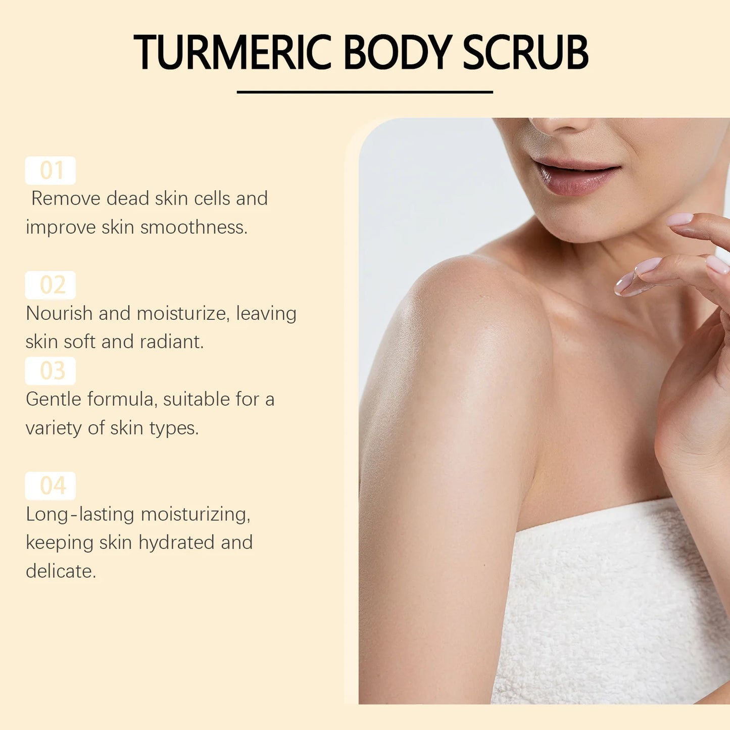 Exfoliante corporal de cúrcuma OUHOE, suero exfoliante suave de cúrcuma, hidratante, iluminador y suave, blanqueador y rejuvenecedor de la piel.
