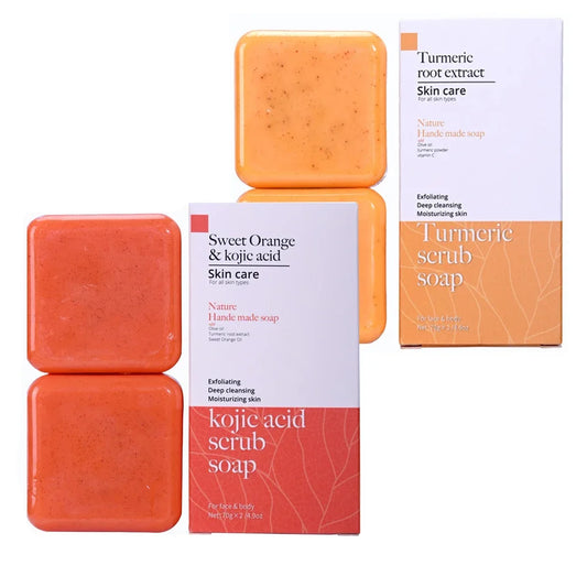 Jabón exfoliante de ácido kójico y naranja dulce (70 g/140 g), glutatión, leche de coco, cedro, iluminador, cúrcuma, barra para el cuidado de la piel