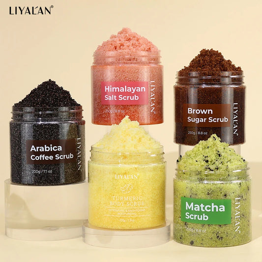 Exfoliante corporal con sal marina, suaviza la piel, rejuvenece, hidrata, cúrcuma, café, matcha, azúcar moreno y sal del Himalaya.